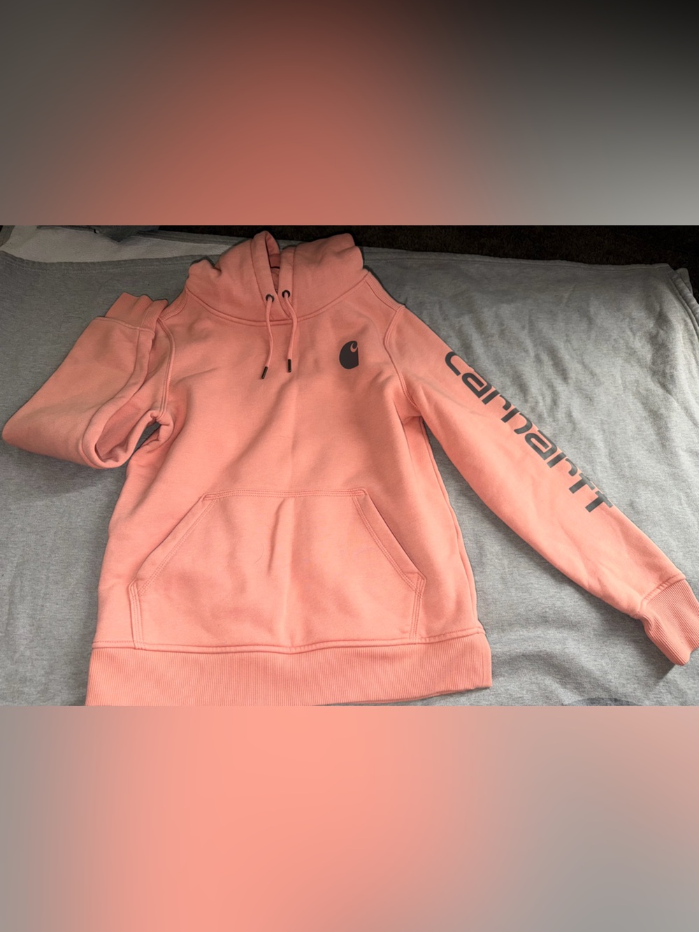 Carhartt Women’s Peach/Pink Pullover Hoodie with Logo - Picture 1 of 3